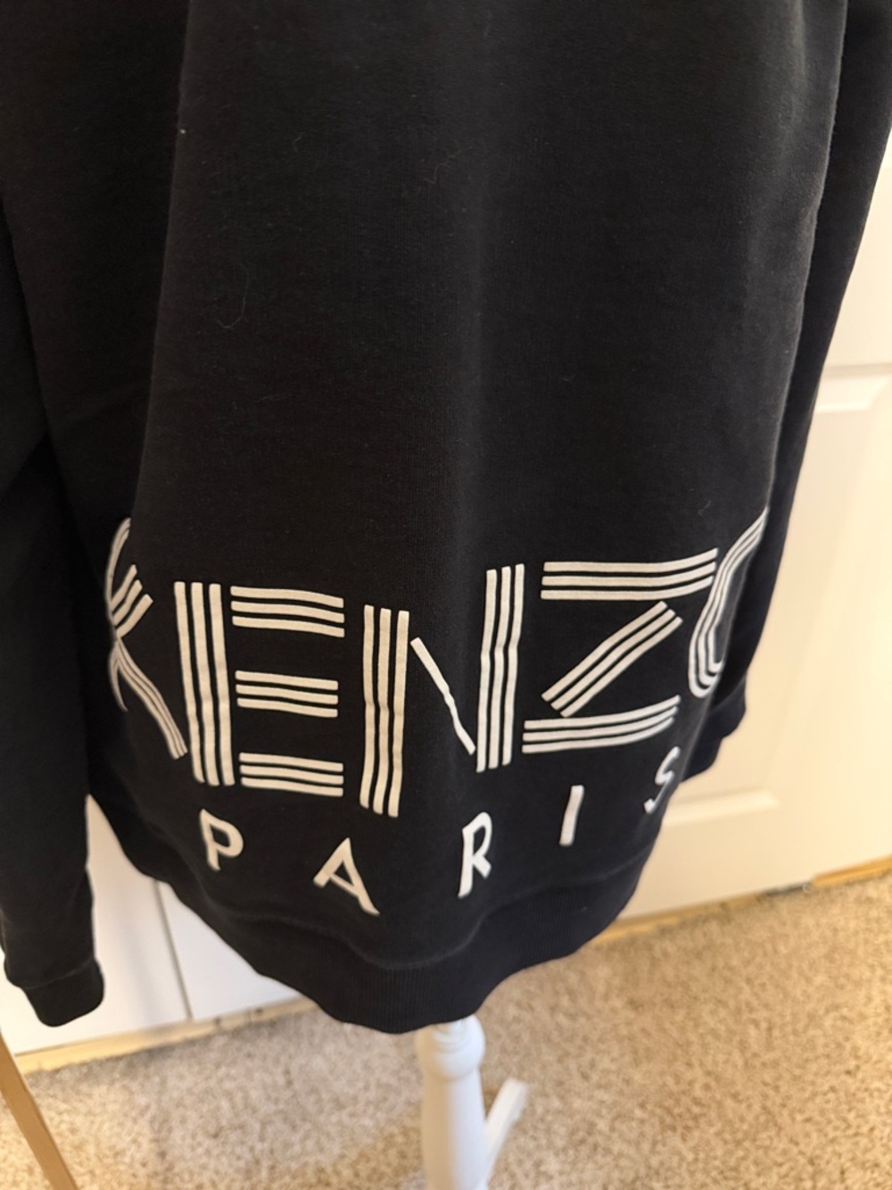 Kenzo Black Crewneck Sweatshirt with White Paris Logo - Picture 9 of 9